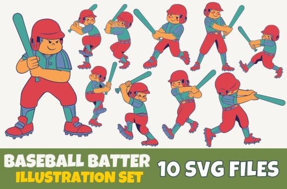 Baseball Batter Cartoon Character SVG
