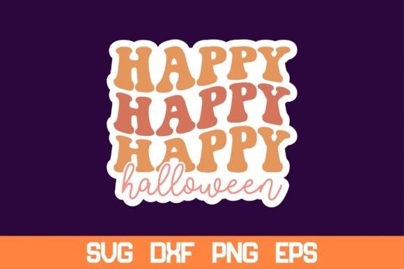 Happy Halloween Retro Sticker SVG