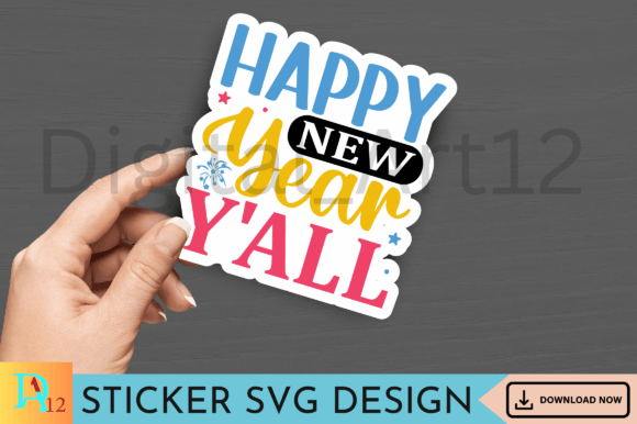 Happy New Year Y All Sticker SVG Design